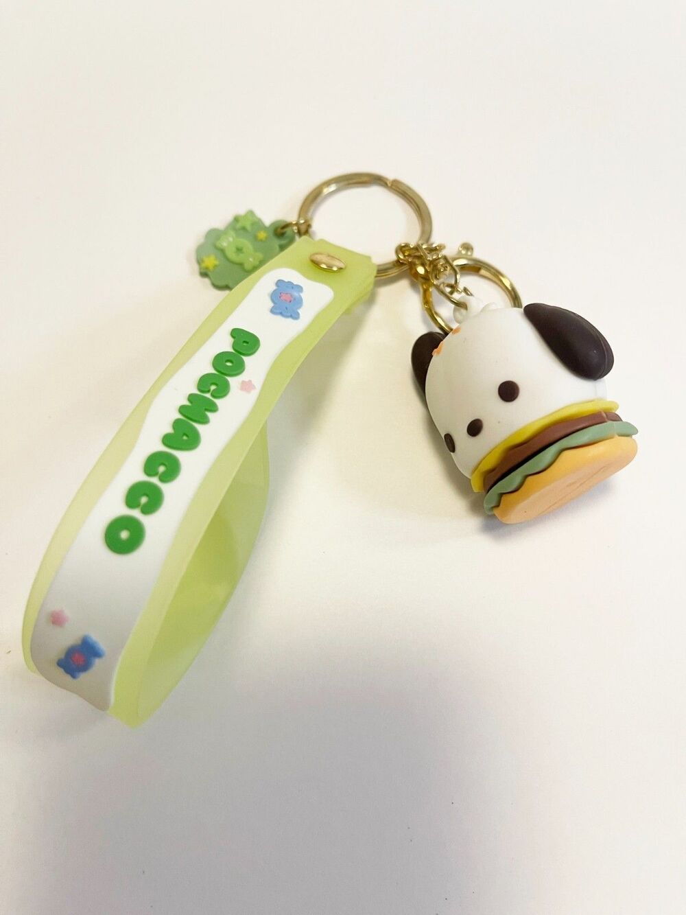 Pochacco Sanrio Keychain Bag Charm Hamburger Figure Green Wrist Strap Kawaii